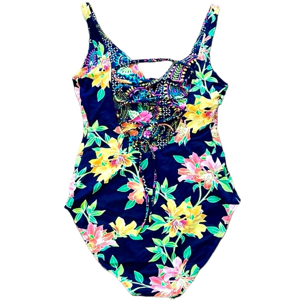 Tommy Bahama Sun Lilies Reversible Lace Back One Piece - Picture 11 of 16